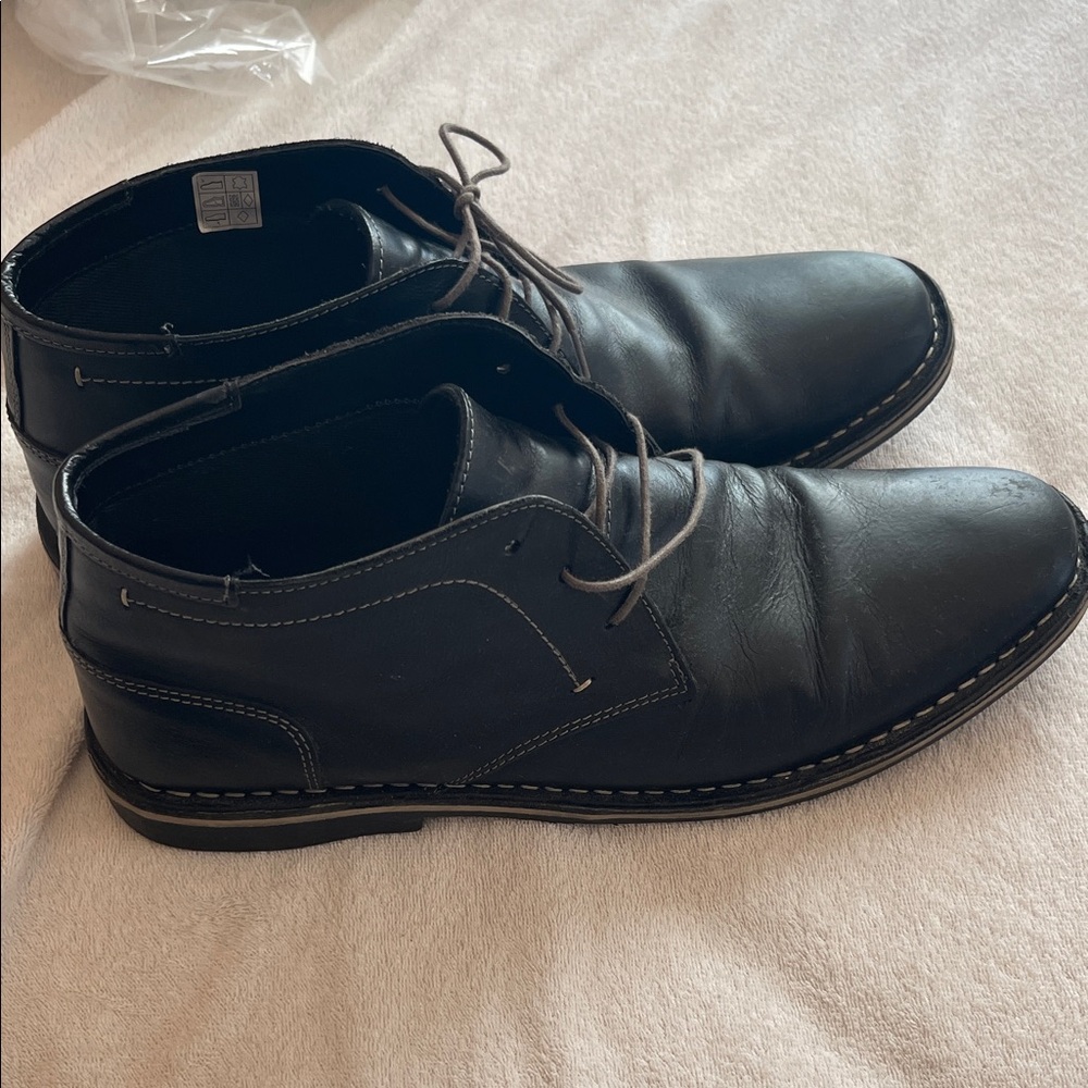 Steve Madden Black Leather Men's Shoes